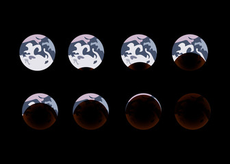 Wall Mural - Phases The shadow of the moon on earth during an eclipse. Different phases of solar and lunar eclipse .
