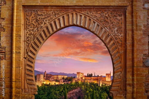 Fotomural Alhambra arch Granada illustration mount