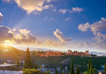 Sticker - Alhambra sunrise light in Granada of Spain