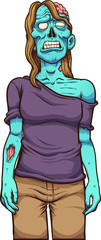 Wall Mural - Sad cartoon zombie front view. Vector clip art illustration with simple gradients. All in a single layer.