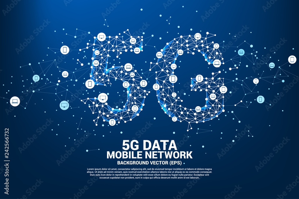 Vector Polygon dot connect line shaped 5G mobile networking networking ...