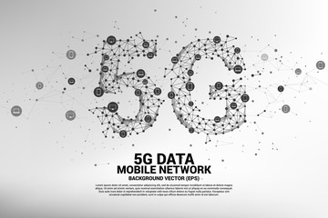 Poster - Vector Polygon dot connect line shaped 5G mobile networking networking. Concept for mobile sim card technology and network.