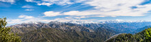 Panoramic View Of Angeles National Forest On A Sunny Day; Mountains Covered In Snow In The Background; Los Angeles County, South California