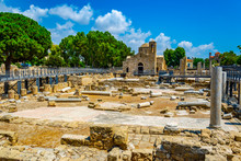 Agia Kyriaki Chrysopolitissa Church Surrounded With Ruins Of An Ancient Church, Paphos, Cyprus