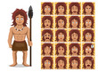 Caveman Family Hunter Muscular Man Cartoon Character Emotions
