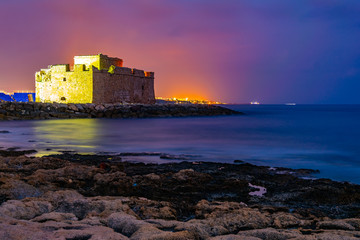 Wall Mural - Sunset view of Paphos castle on Cyprus