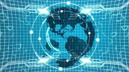 Poster - Animation of turning globe against blue background