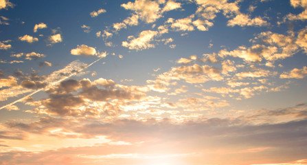 Wall Mural - World environment day concept: Beautiful sky with cloud before sunset