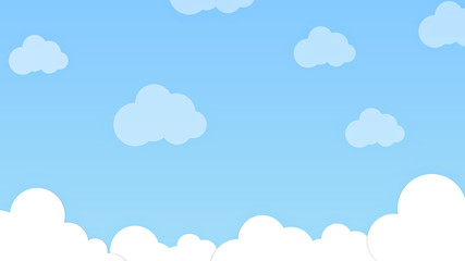 Canvas Print - blue sky with white clouds flat style simple. soft cloudy gradient pastel. abstract paint background