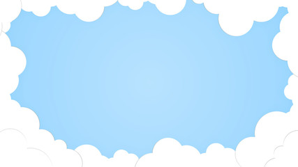 Canvas Print - blue sky with white clouds flat style simple. soft cloudy gradient pastel. abstract paint background