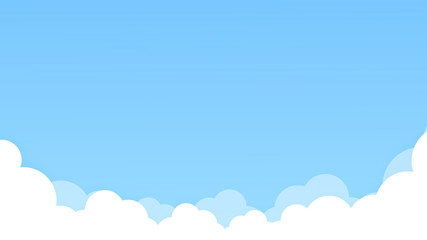 Canvas Print - blue sky with white clouds flat style simple. soft cloudy gradient pastel. abstract paint background