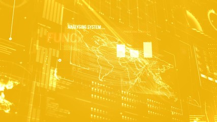 Poster - Yellow digital code with world map 