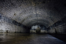 Large Empty Old Dark Underground Vaulted Cellar 