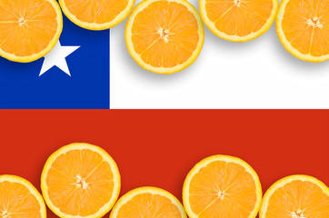 Chile flag  in citrus fruit slices horizontal frame