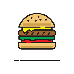 Poster - Burger icon on white background for graphic and web design, Modern simple vector sign. Internet concept. Trendy symbol for website design web button or mobile app
