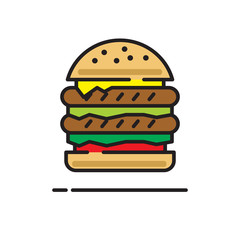 Poster - Burger icon on white background for graphic and web design, Modern simple vector sign. Internet concept. Trendy symbol for website design web button or mobile app