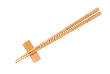 Wooden chopsticks isolated on white background