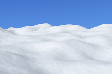 Wall Mural - White snowy field with hills arctic winter landscape