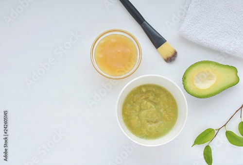 Homemade face mask with avocado and