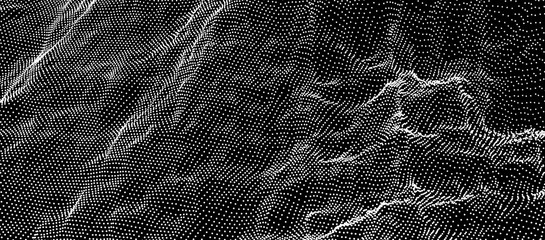 Array with Dynamic Particles. Futuristic technology style. Texture. Vector illustration with particle. 3D grid surface.