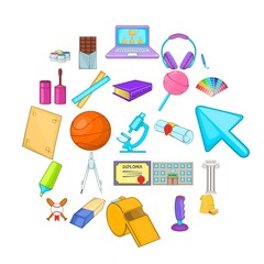 Poster - Scholastic icons set. Cartoon set of 25 scholastic vector icons for web isolated on white background