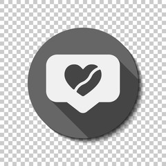 Poster - Broken heart in cloud notification, dislike. Social icon. flat icon, long shadow, circle, transparent grid. Badge or sticker style