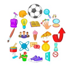 Poster - Perfect world icons set. Cartoon set of 25 perfect world vector icons for web isolated on white background