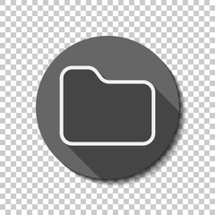 Poster - Folder of documents, portfolio with files, linear outline business icon. flat icon, long shadow, circle, transparent grid. Badge or sticker style