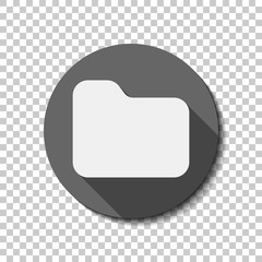 Poster - Folder of documents, portfolio with files, business icon. flat icon, long shadow, circle, transparent grid. Badge or sticker style