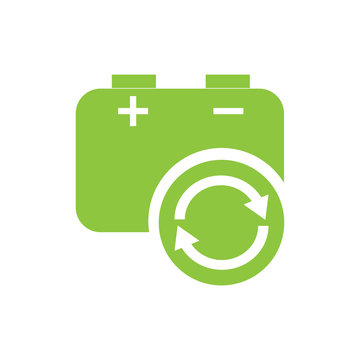 Battery recycle icon on white background for graphic and web design, Modern simple vector sign. Internet concept. Trendy symbol for website design web button or mobile app