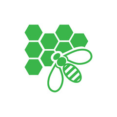 Fototapete - Bee with cells icon on white background for graphic and web design, Modern simple vector sign. Internet concept. Trendy symbol for website design web button or mobile app