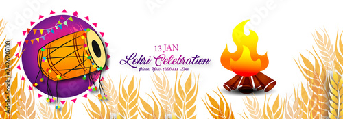 Fotografía Happy Lohri illustration background for Punjabi harvest festival - Vector