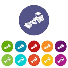 Poster - Grader icons color set vector for any web design on white background