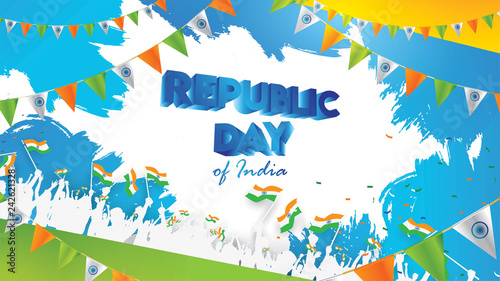 Happy Indian Republic Day Vector Illustration Or Background For 26