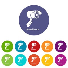 Poster - Surveillance icons color set vector for any web design on white background