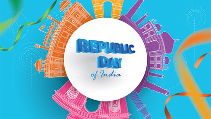 Poster - Happy Indian Republic day Vector illustration or background for 26 January celebration poster or banner background Vector