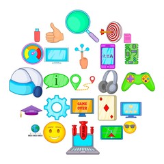 Poster - Console icons set. Cartoon set of 25 console vector icons for web isolated on white background