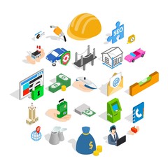 Poster - Concern icons set. Isometric set of 25 concern vector icons for web isolated on white background