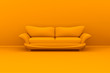 Orange monochromatic 3d illustration of a sofa in a room.