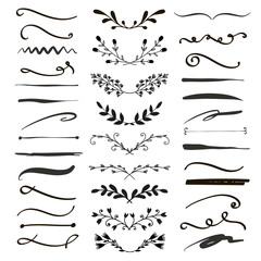 Wall Mural - line borders, text dividers and laurel design elements. vector illustration