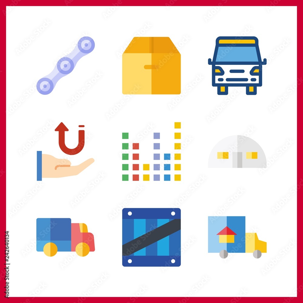 9 delivery icon. Vector illustration delivery set. receive and chain ...