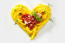 Decorative heart shaped pasta still life