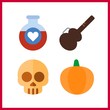 4 halloween icon. Vector illustration halloween set. pumpkin and skull icons for halloween works