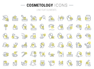 Sticker - Set Vector Line Icons of Cosmetology.