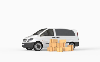 Delivery truck on background. 3D rendering.