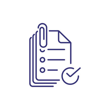 Attach documents line icon. Mailing, papers, technology. Online education concept. Vector illustration can be used for topics like internet, mailing, technology