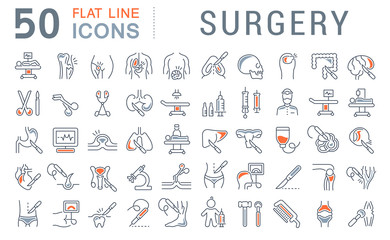 Wall Mural - Set Vector Line Icons of Surgery.