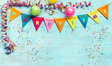 Partytime Panorama Banner With Streamers