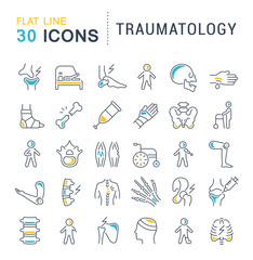 Poster - Set Vector Line Icons of Traumatology.