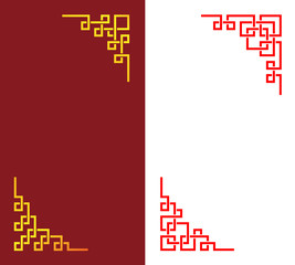 Poster - Set of Chinese corner in linear style, vector art